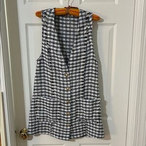 Zara Tweed Plaid Mini Dress in Blue/Black/White Size XS